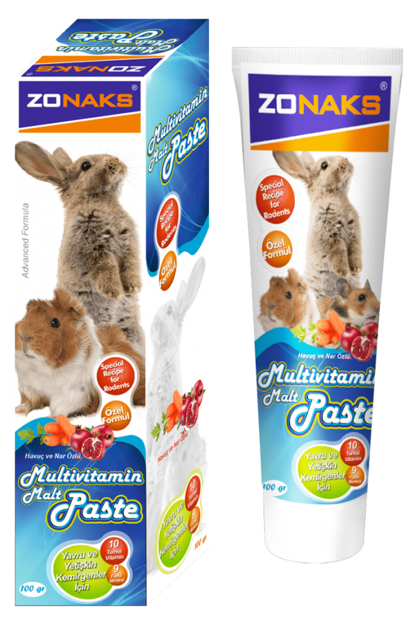 ZONAKS KEMİRGEN MULTIVITAMIN MALT PASTE 100 GR (HAVUC&NAR) 12'li